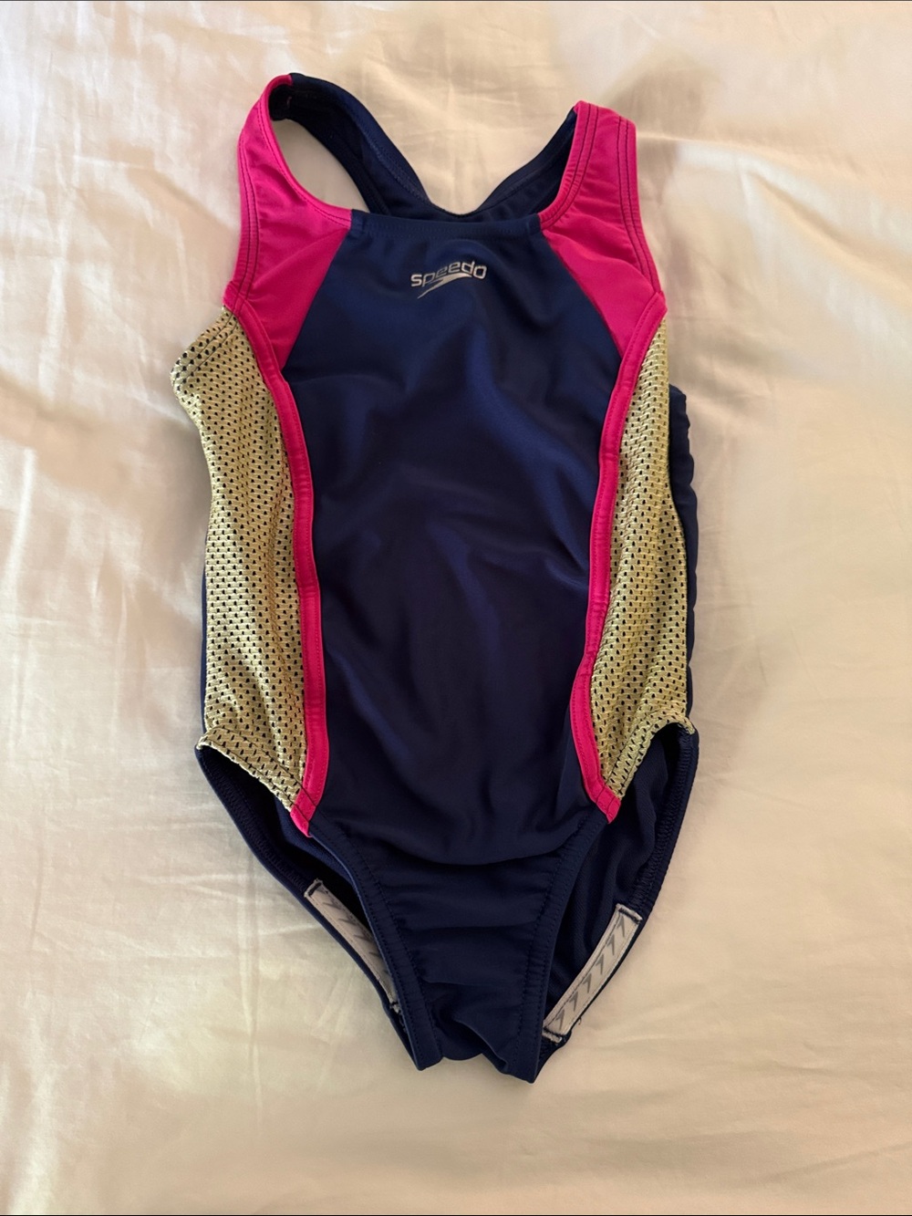 Speedo Navy, Pink & Gold Girls One-Piece Swimsuit
